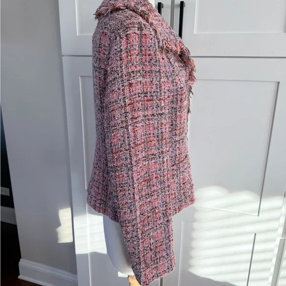 Jones New York Pink Tweed Button Up Blazer Petite - Picture 4 of 8